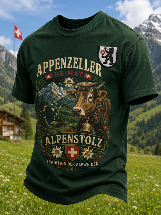 Herren-T-Shirt mit kurzen Ärmeln und Vintage-Druck im Stil eines Städte-Souvenirs