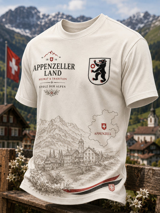 Herren-T-Shirt mit kurzen Ärmeln und Vintage-Druck im Stil eines Städte-Souvenirs