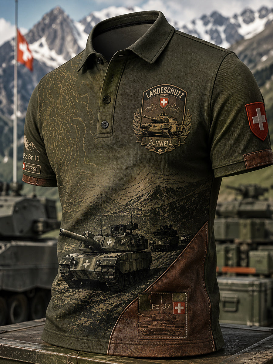 Kurzarm-Polos hirt für Männer mit Vintage-Militär-Tarnmuster