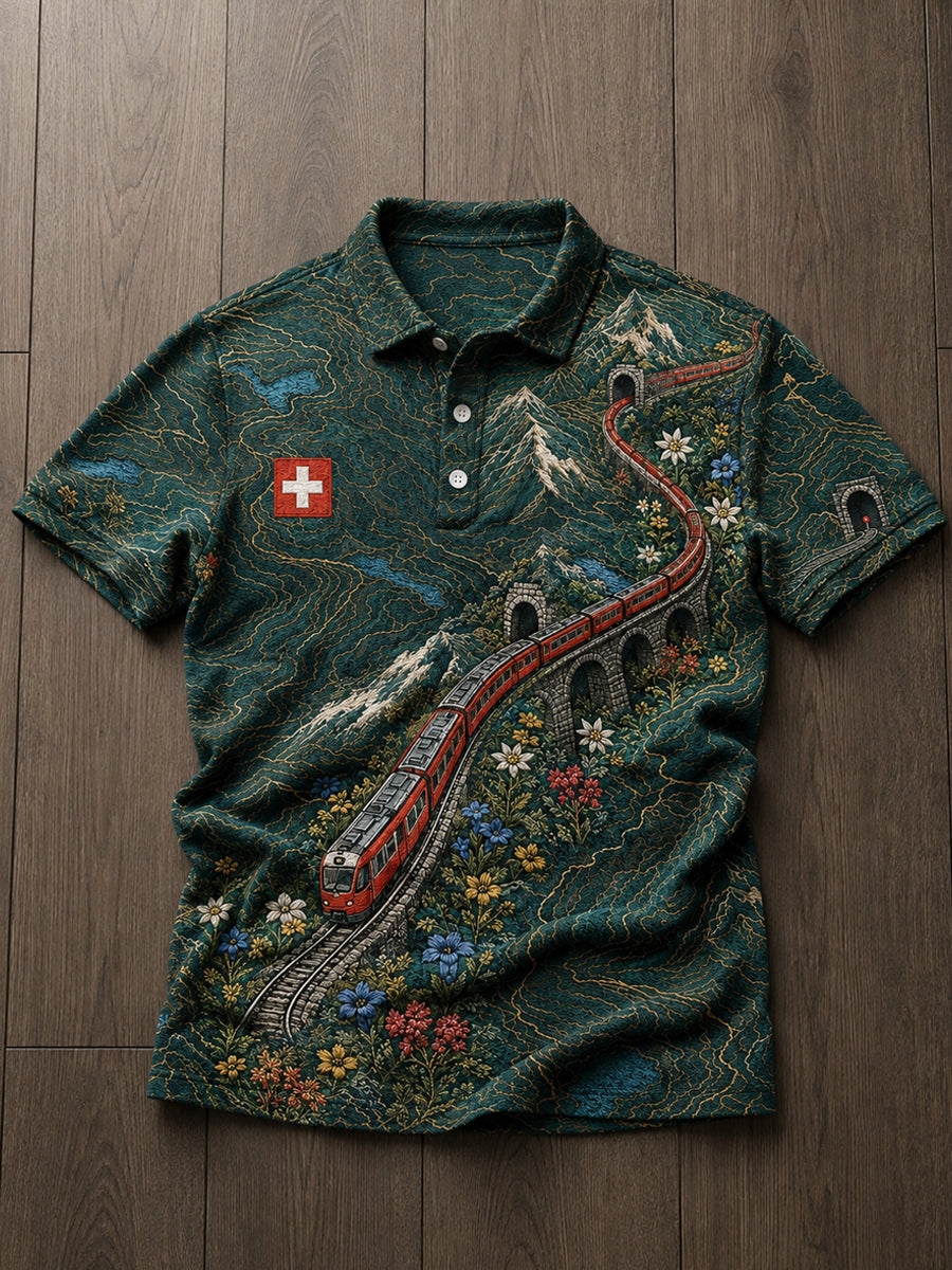 Herren Schweizer Edelweiss Kunst bedruckte Freizeit-Tops