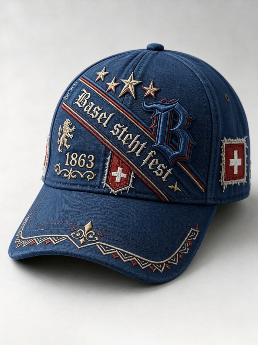 Unisex-Kunstdruck-Hut mit kulturellem Motiv des FC Basel