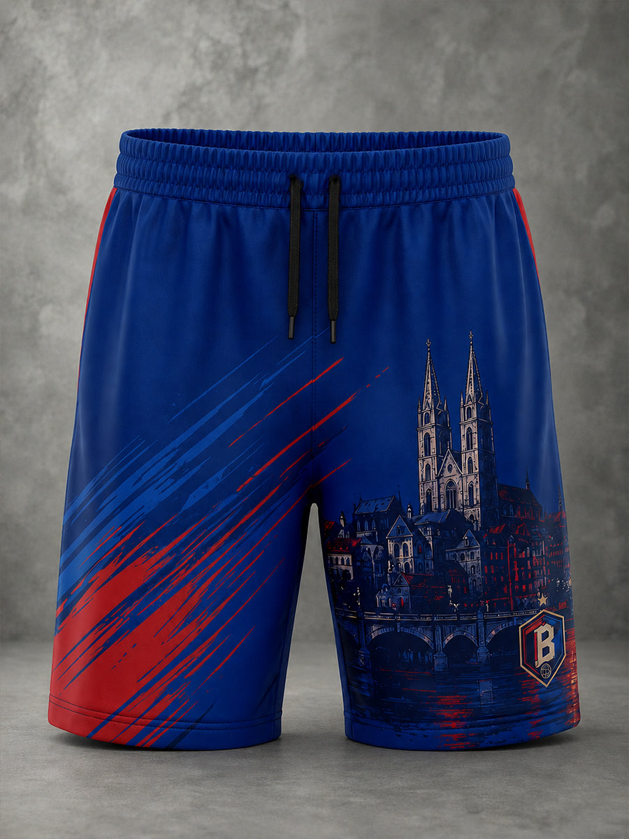 Bedruckte Shorts mit Fußballmotiv für Herren