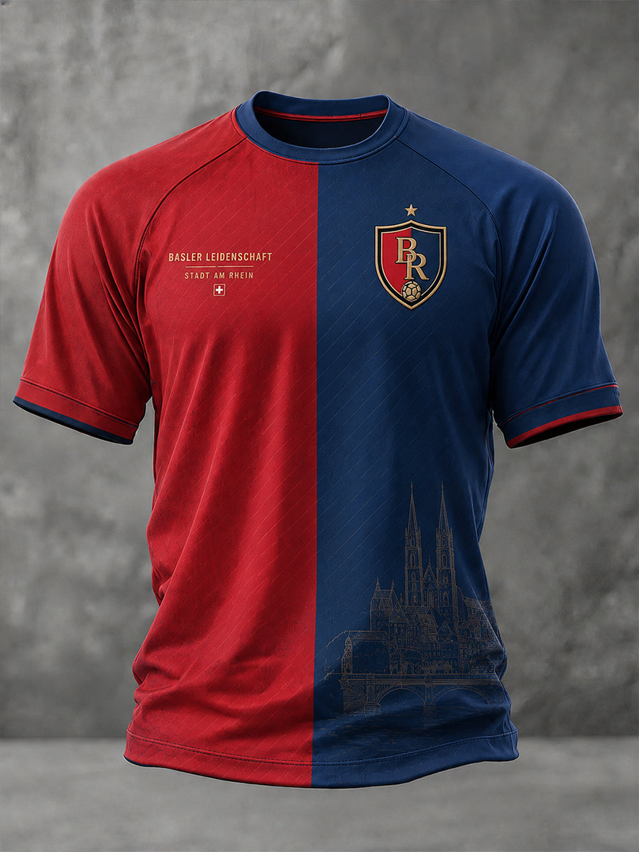 Herren-Raglan-T-Shirt mit kurzen Ärmeln und Fußballmotiv-Print