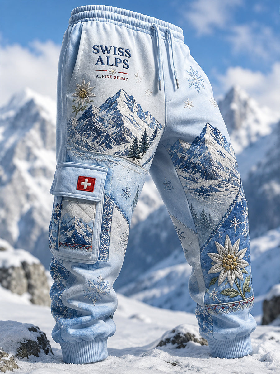 Herrenhose mit alpinem Gedenk-Graphic-Print