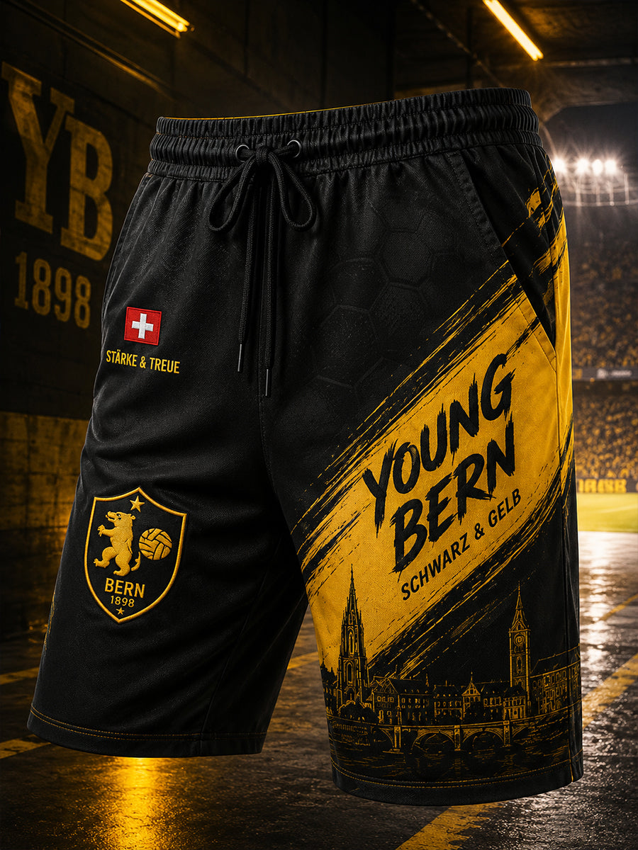 Herren-Sportshorts mit Fußballmuster