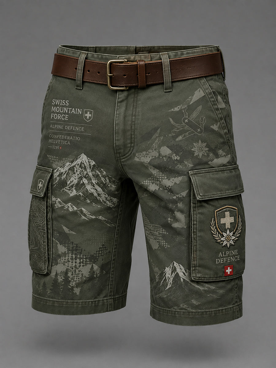 Herren-Cargo-Kurzhose mit vintage Militär-Print