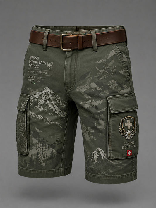 Herren-Cargo-Kurzhose mit vintage Militär-Print