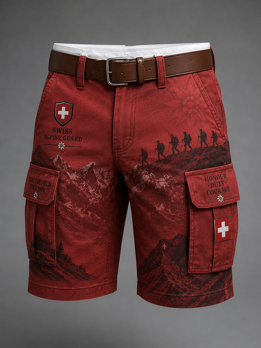 Herren-Cargo-Kurzhose mit vintage Militär-Print