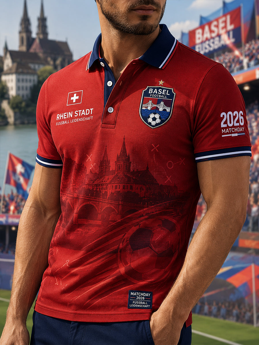 Herren-Fußballclub-Graphic-Polo-Shirt mit kurzen Ärmeln