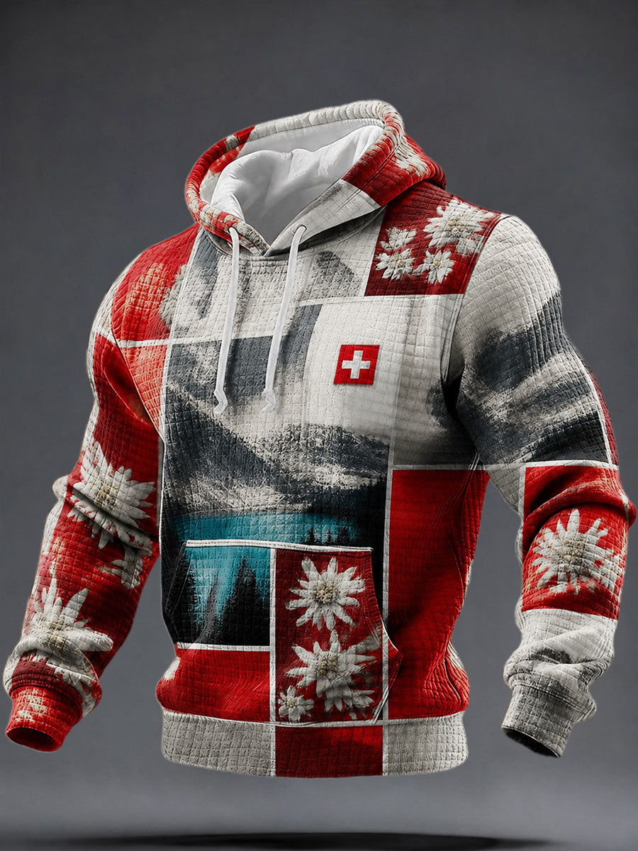 Herren-Schweizer Edelweiss The Alps Kunst bedruckter Hoodie