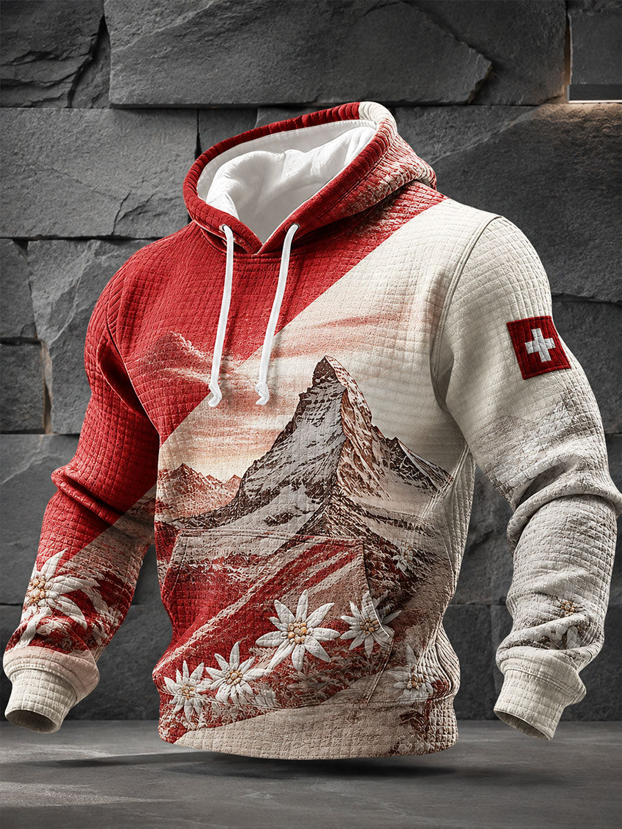 Herren-Sweatshirt mit Edelweiß- und Alpenmotiv von Swisse