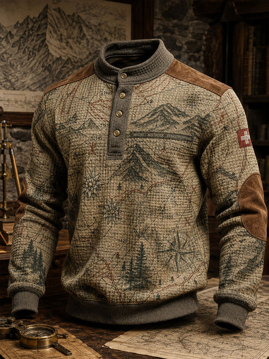Herren Schweizer Veteran Edelweiss Die Alpen Kunst bedrucktes Sweatshirt