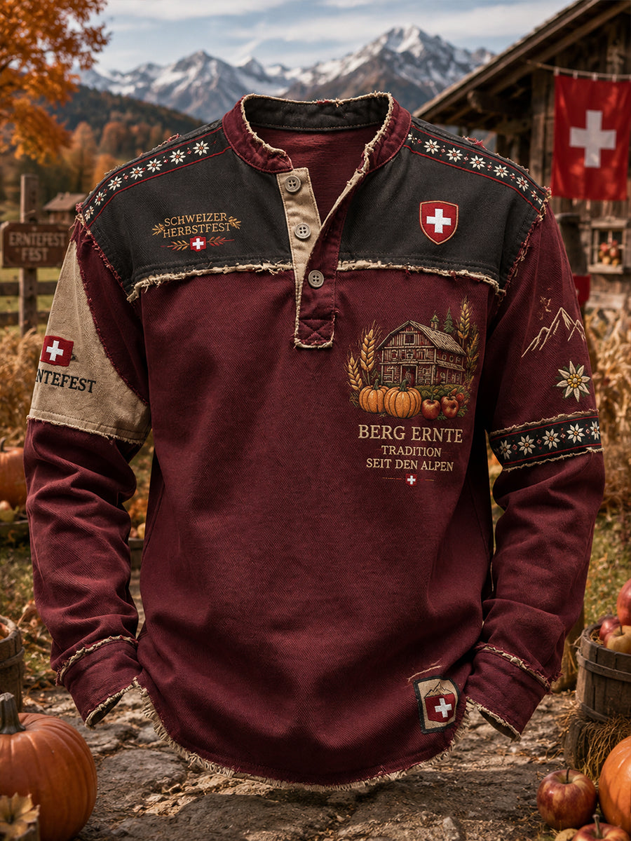 Herren-Longsleeve mit Aufdruck zur Erntedankfest-Feier