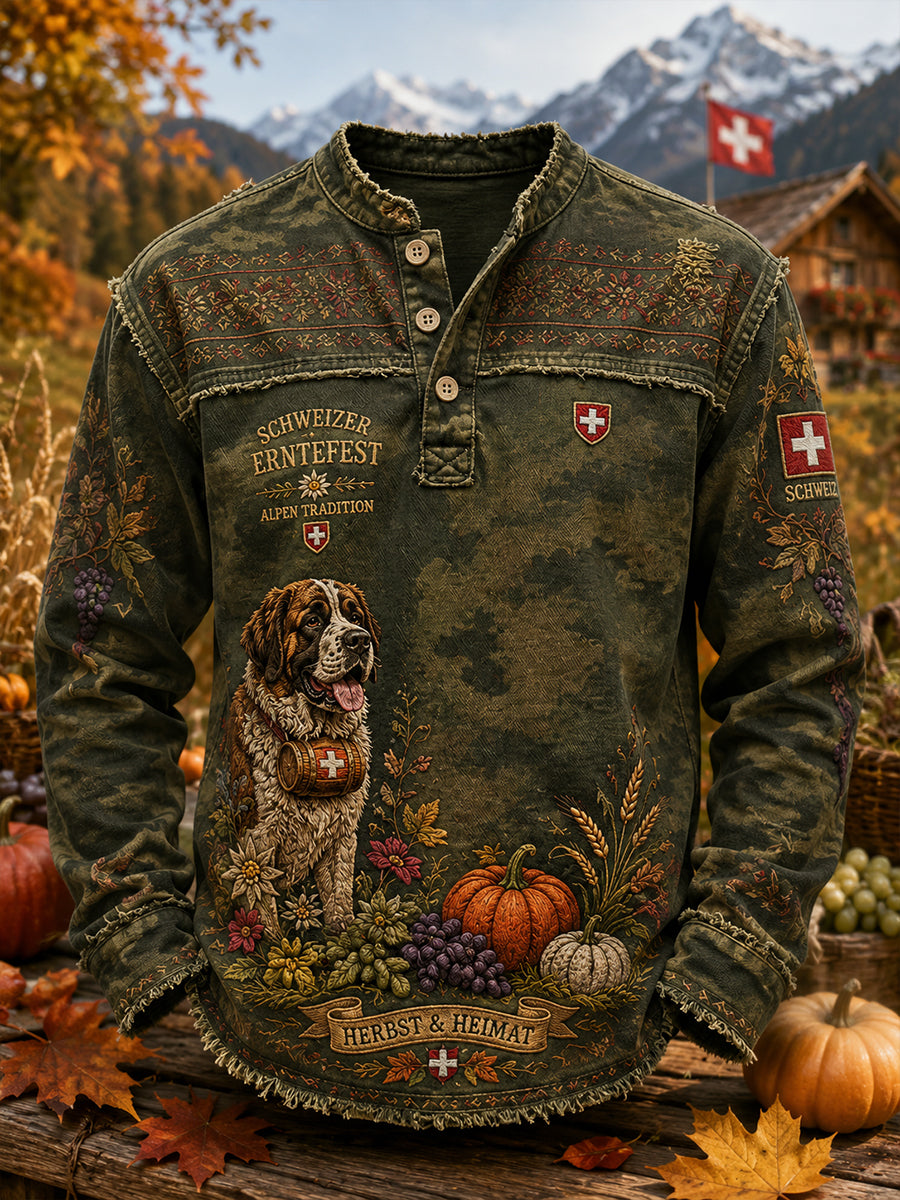 Herren-Longsleeve mit Aufdruck zur Erntedankfest-Feier