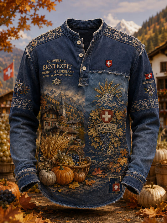 Herren-Longsleeve mit Aufdruck zur Erntedankfest-Feier