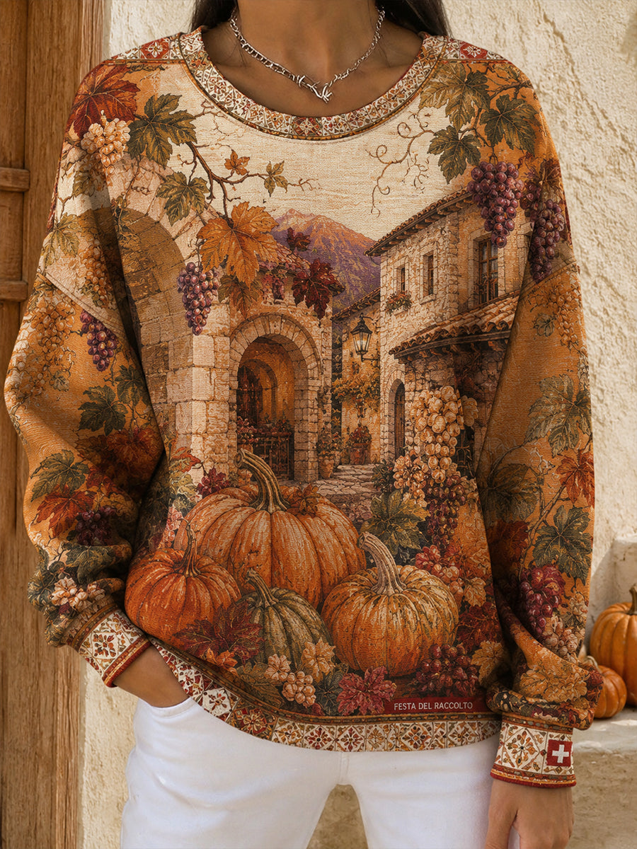 Damen-Herbst-Sweatshirt mit Schweizer Erntefest-Motiv