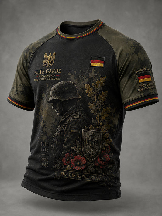 Kurzarm-T-Shirt für Männer mit Vintage-Veteranen grafisches Raglan-T-Shirt