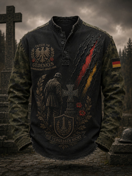 Herren-Longsleeve mit nostalgischem Motiv zur Ehrung von Veteranen