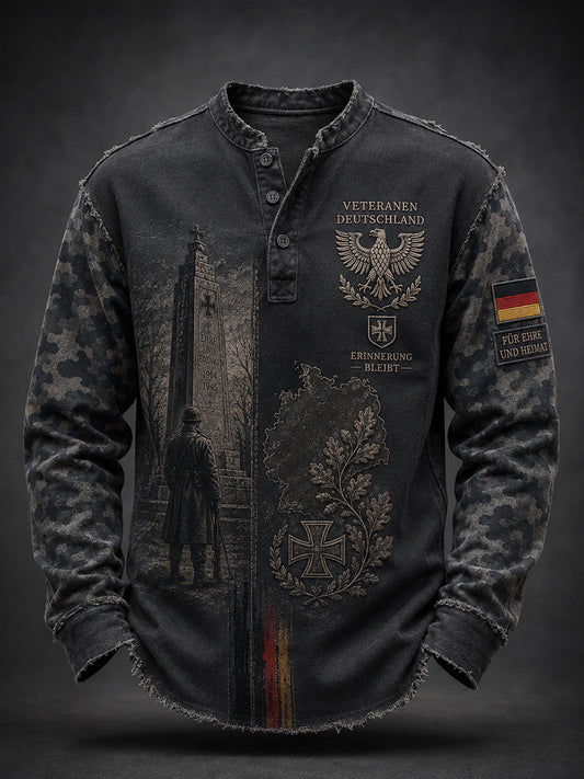 Herren-Longsleeve mit nostalgischem Motiv zur Ehrung von Veteranen