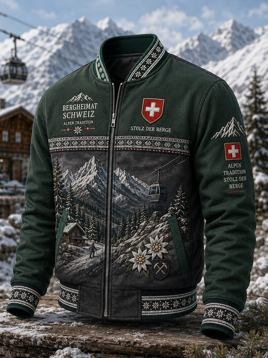 Herrenjacke mit Berg-Gedenkdruck