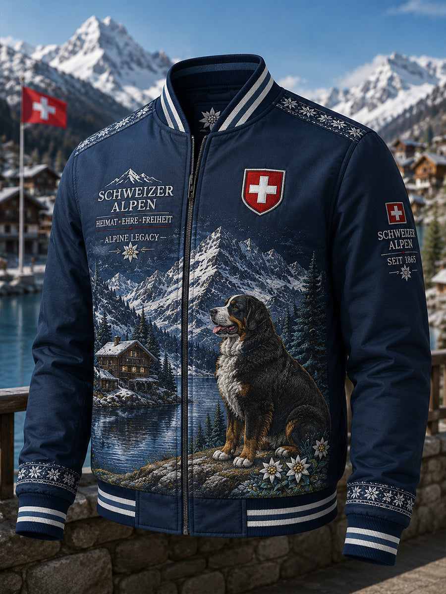 Herrenjacke mit Berg-Gedenkdruck