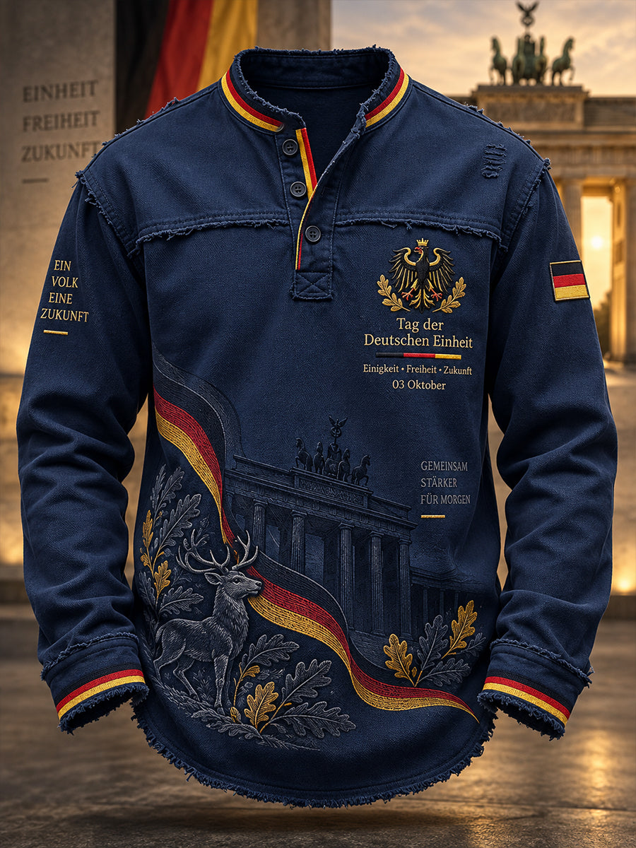 Herren-Einheitsday-Feier Grafikdruck Langarm-Top