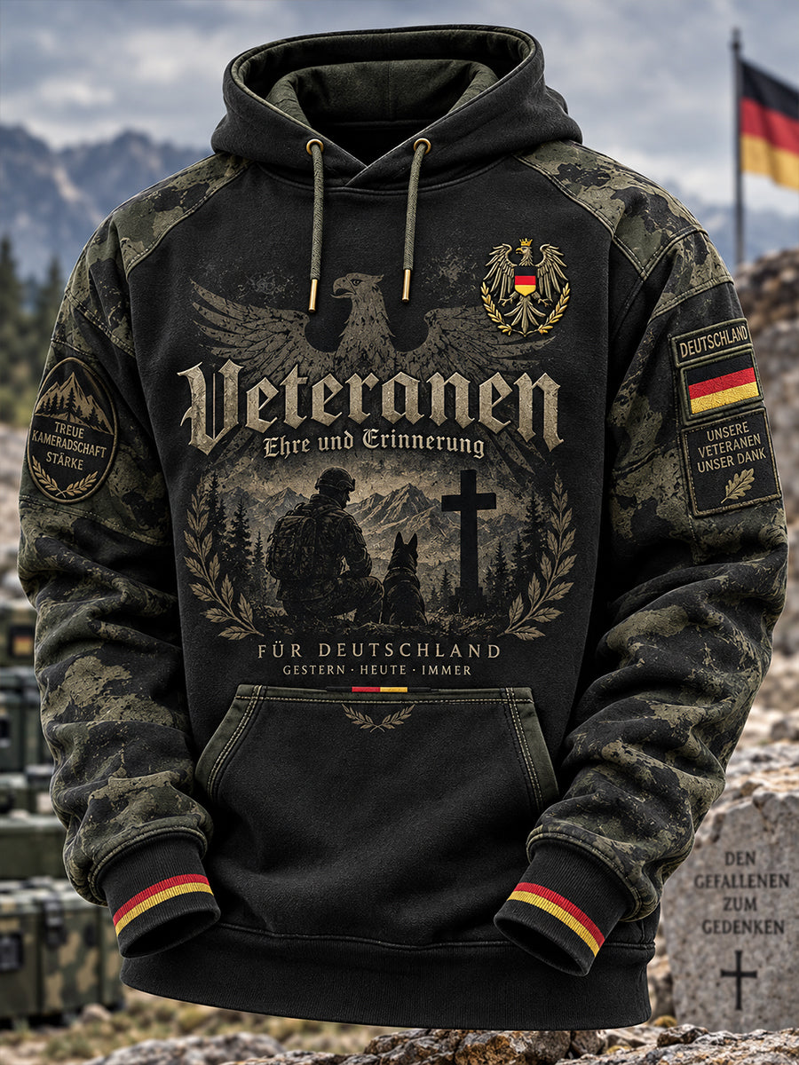 Herren-Kapuzenpullover mit langen Ärmeln und Aufdruck zum Gedenken an die Veteranen