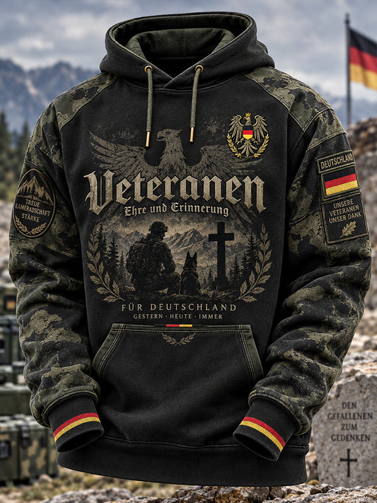 Herren-Kapuzenpullover mit langen Ärmeln und Aufdruck zum Gedenken an die Veteranen
