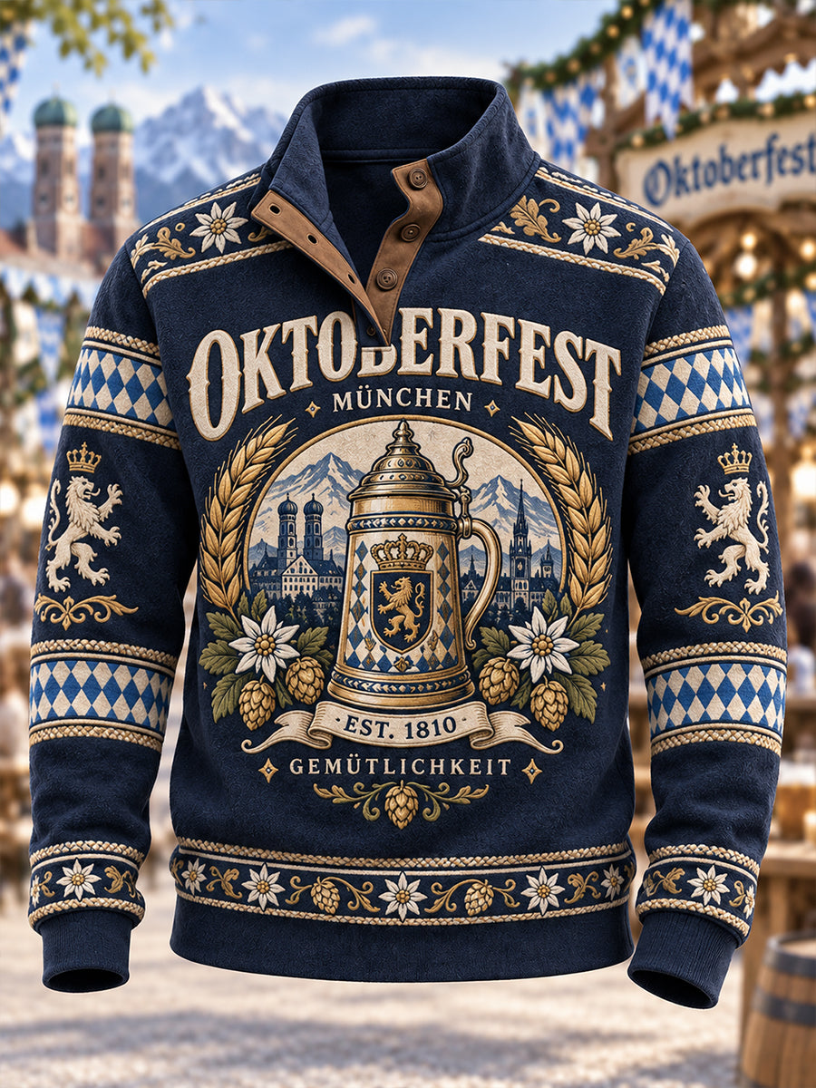 Herren-Kapuzenpullover mit vier Knöpfen zum Münchner Oktoberfest