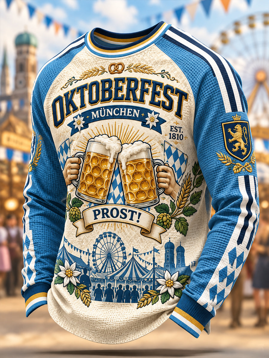 Herren-Oktoberfest-Waffel-Langarm-T-Shirt aus München