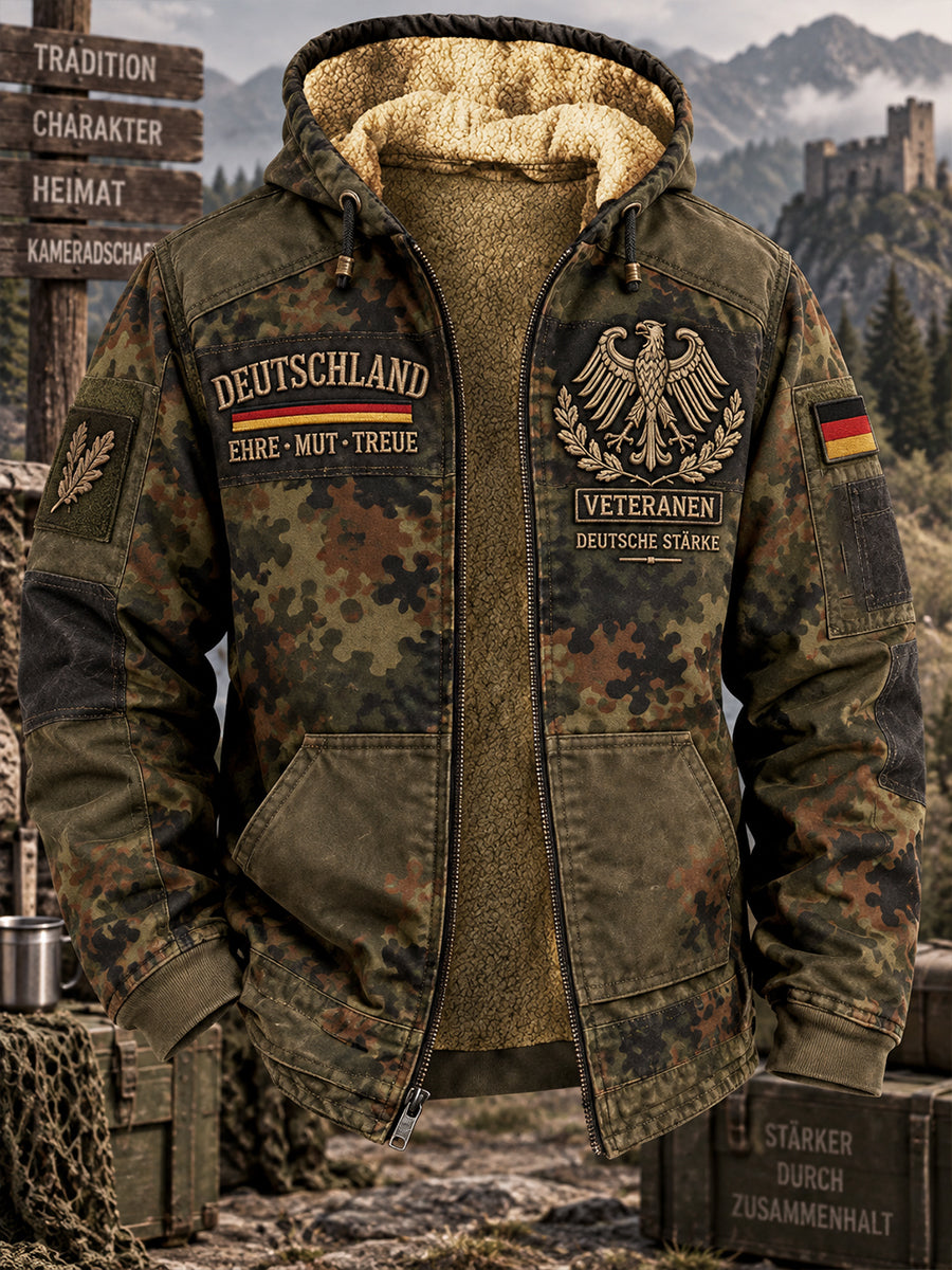 Herren-Kapuzenjacke mit langen Ärmeln und Grafikdruck zum Gedenken an Veteranen