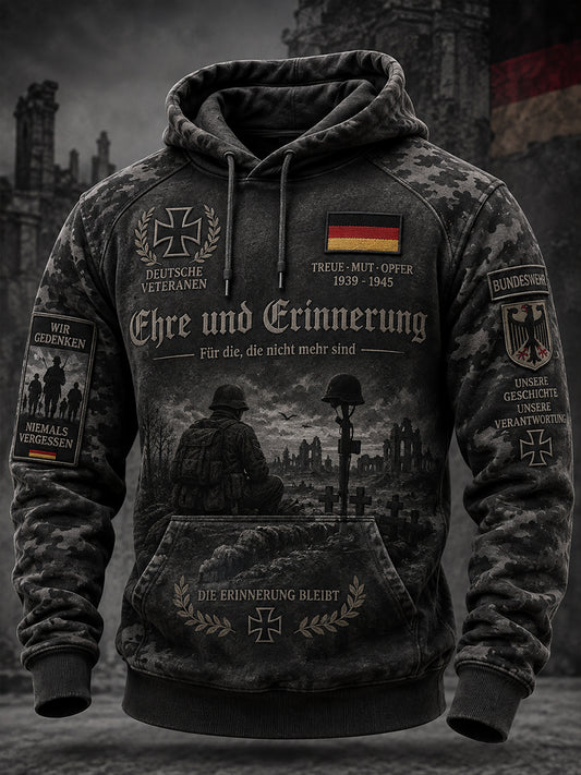 Herren-Kapuzenpullover mit langen Ärmeln und Aufdruck zum Gedenken an Veteranen