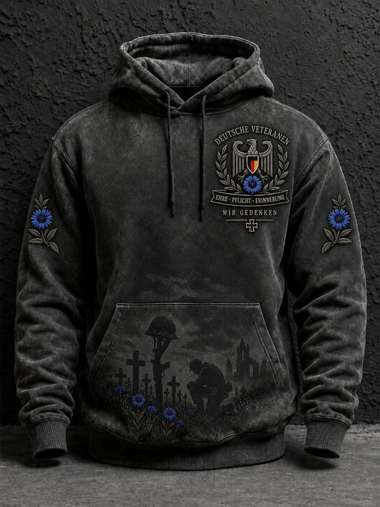 Herren-Kapuzenpullover mit langen Ärmeln und Aufdruck zum Gedenken an Veteranen