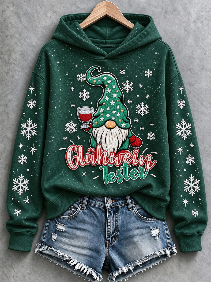 Weihnachts-Kapuzenpullover für Damen mit Muster, lässig