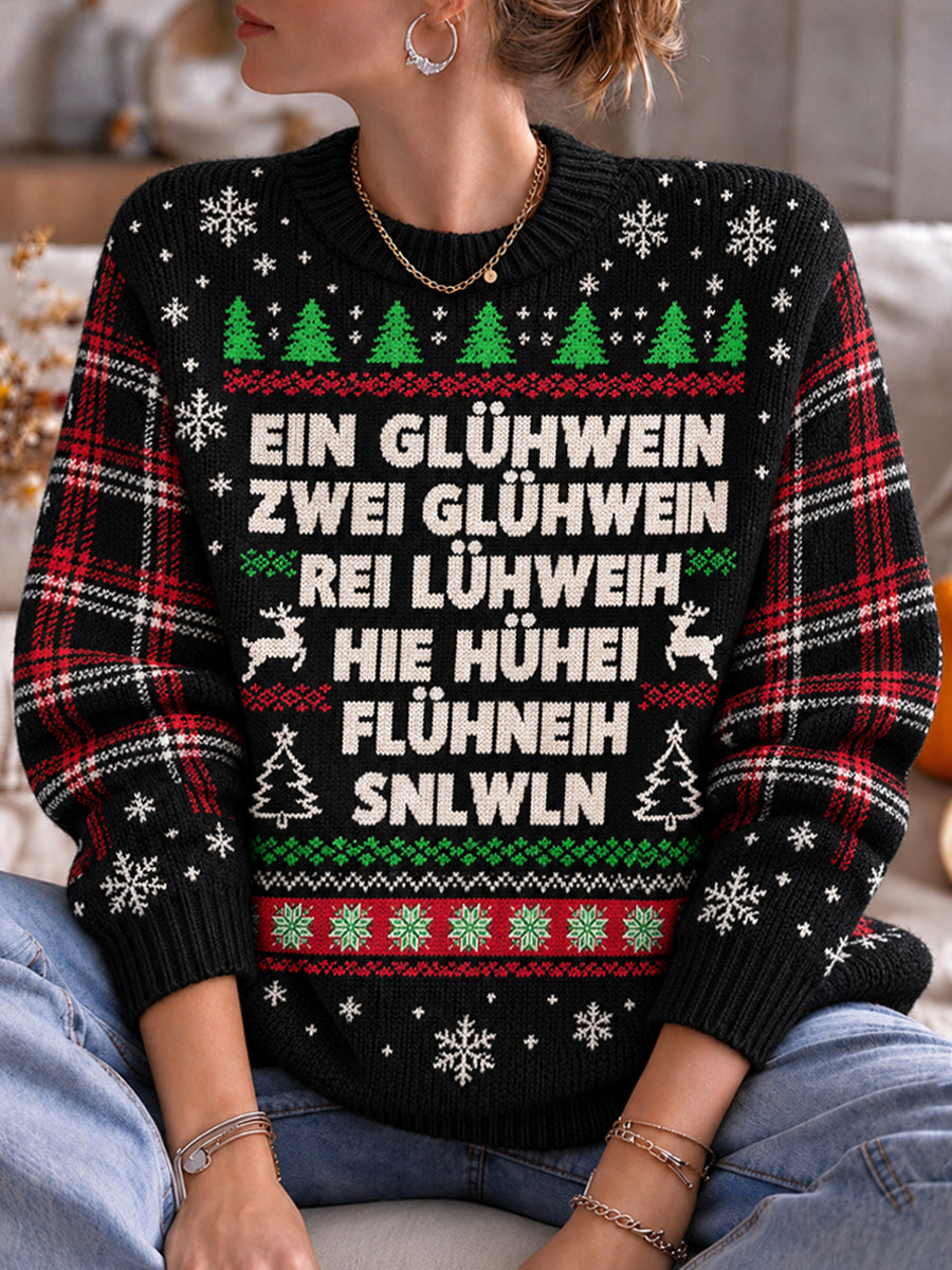 Weihnachtspullover für Damen mit Rundhalsausschnitt und Print