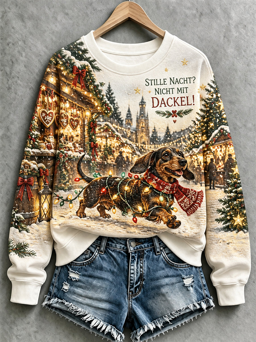 Weihnachtlicher Damen-Sweatshirt mit Dackelmotiv