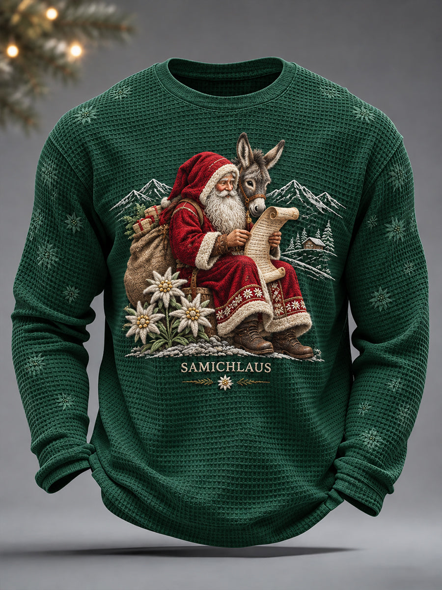 Herren-Weihnachts-Waffeloberteile aus der Schweiz mit Aufdruck